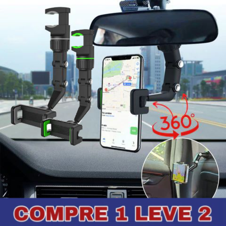 [COMPRE 1 LEVE 2] KIT 2 UNIDADES - Orbitech 360º Pro - Ultra resistente, firme e não balança - Compatível com todos os modelos de carros e celulares